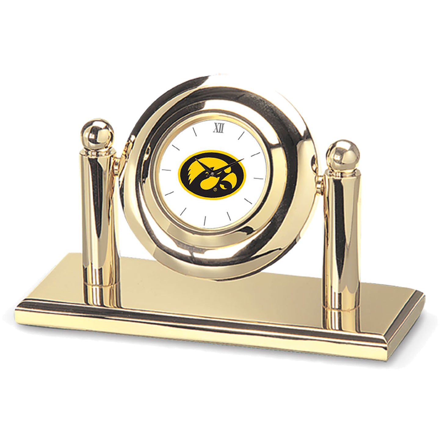 Gold Iowa Hawkeyes Arcade Desk Clock