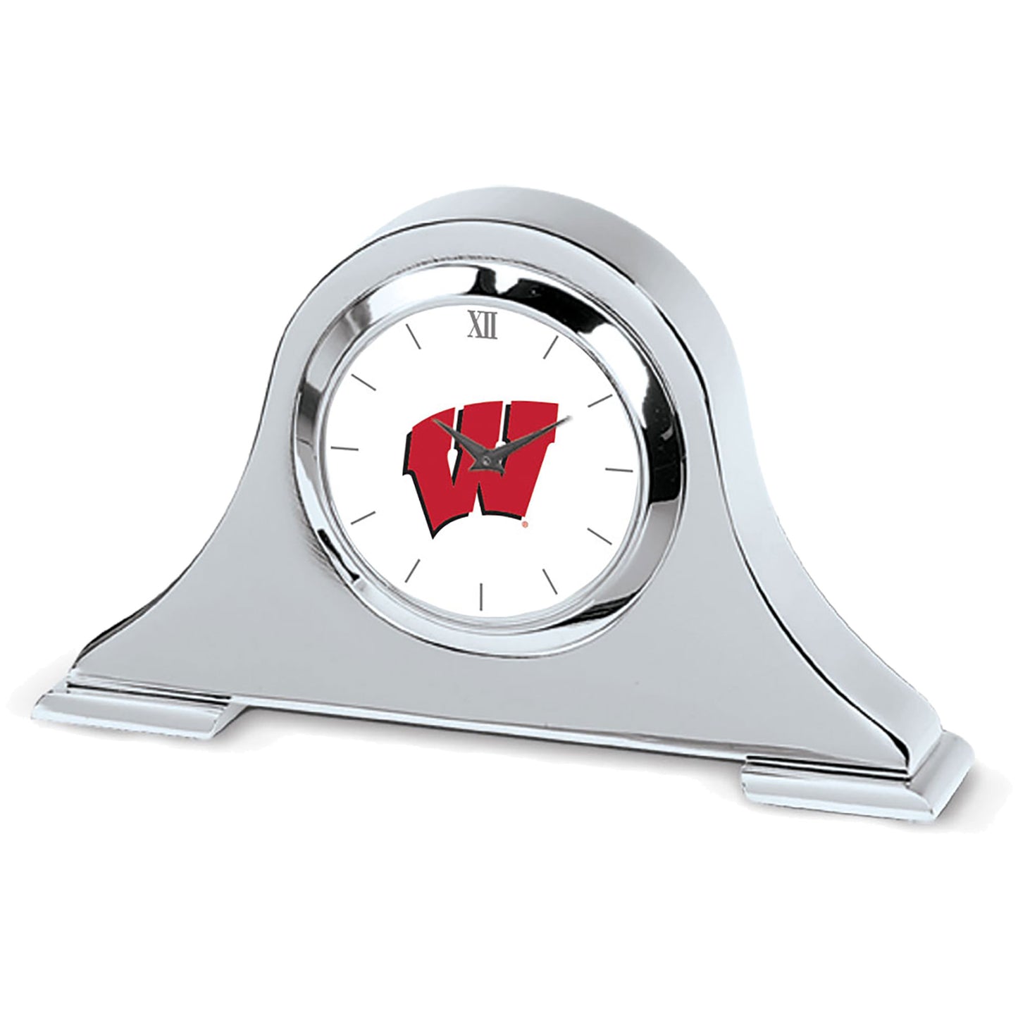Silver Wisconsin Badgers Napoleon Desk Clock