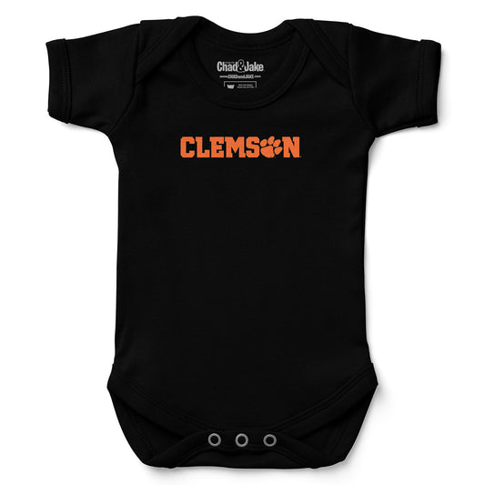 Newborn & Infant Chad & Jake Black Clemson Tigers Wordmark Logo Bodysuit