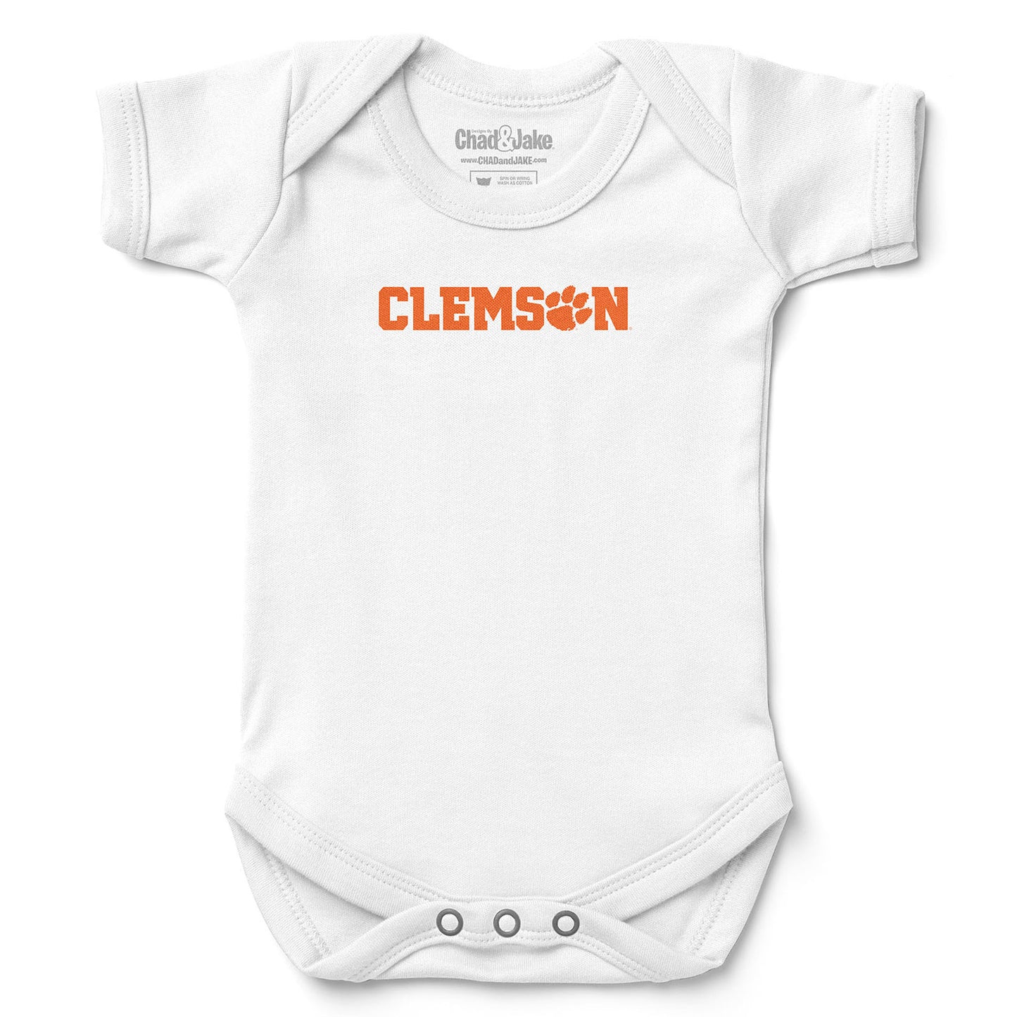 Newborn & Infant Chad & Jake White Clemson Tigers Wordmark Logo Bodysuit