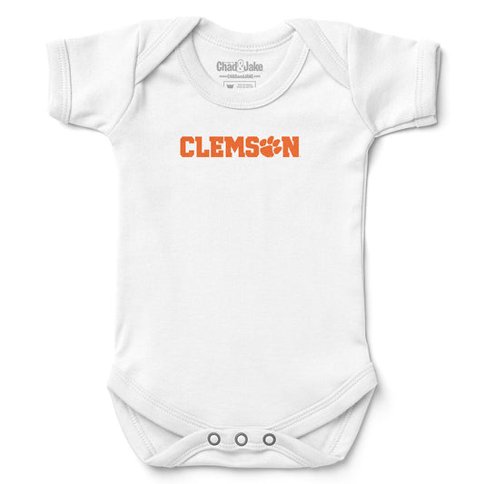 Newborn & Infant Chad & Jake White Clemson Tigers Wordmark Logo Bodysuit