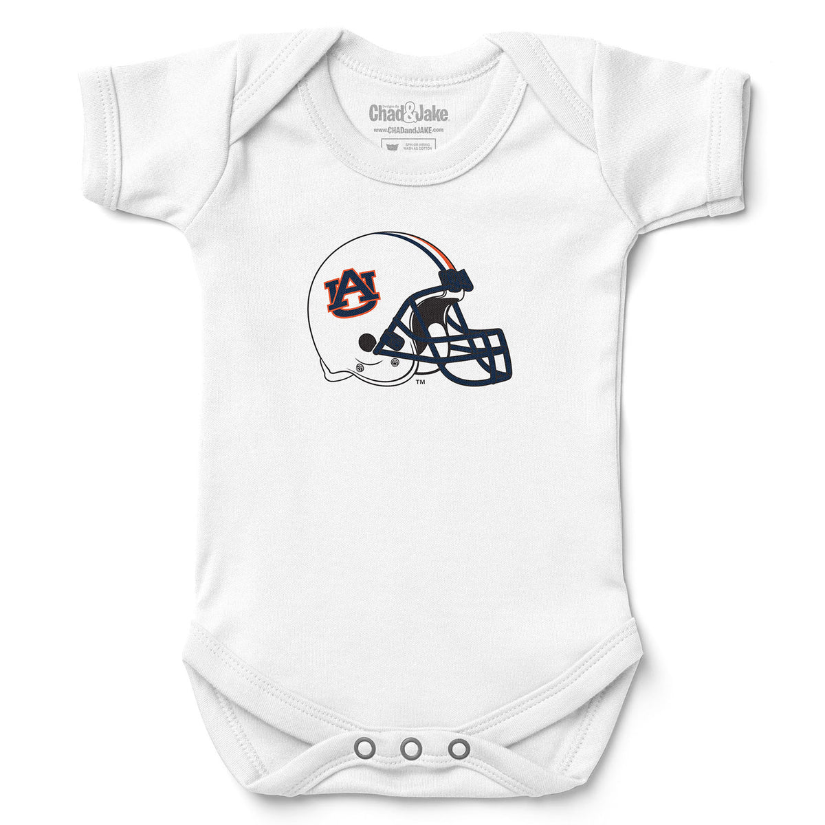 Newborn & Infant Chad & Jake White Auburn Tigers Helmet Logo Bodysuit