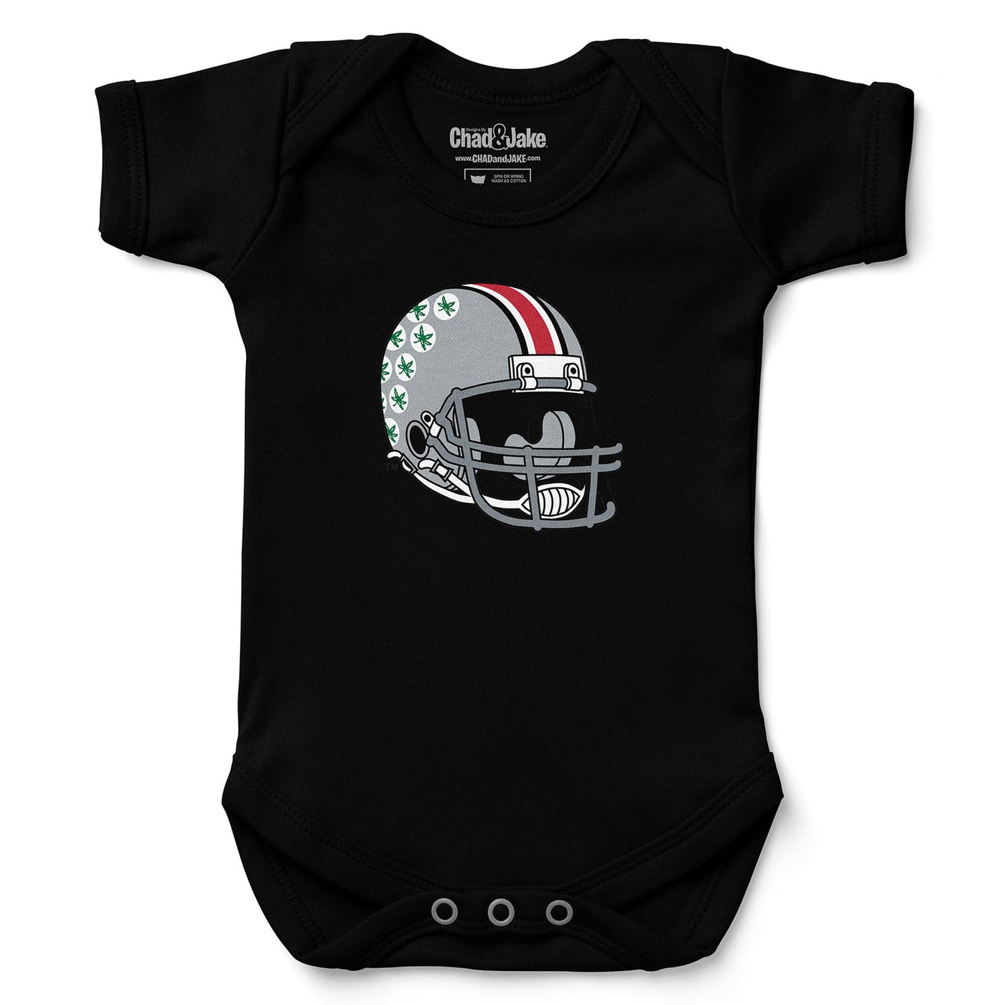 Newborn & Infant Chad & Jake Black Ohio State Buckeyes Helmet Logo Bodysuit