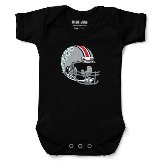 Newborn & Infant Chad & Jake Black Ohio State Buckeyes Helmet Logo Bodysuit