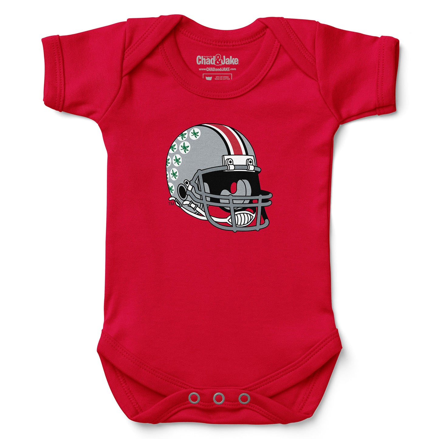 Newborn & Infant Chad & Jake Scarlet Ohio State Buckeyes Helmet Logo Bodysuit