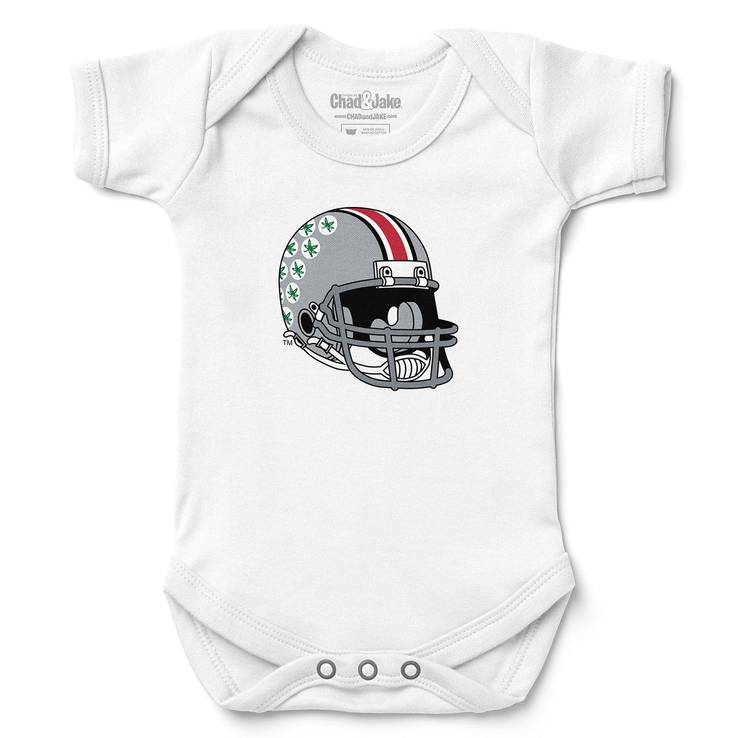 Newborn & Infant Chad & Jake White Ohio State Buckeyes Helmet Logo Bodysuit