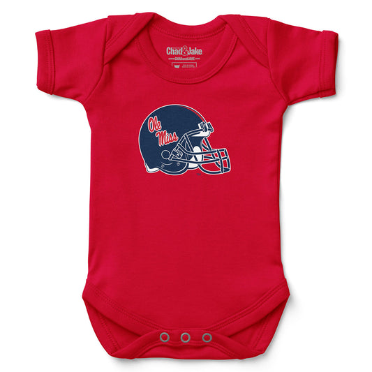 Newborn & Infant Chad & Jake Red Ole Miss Rebels Helmet Logo Bodysuit