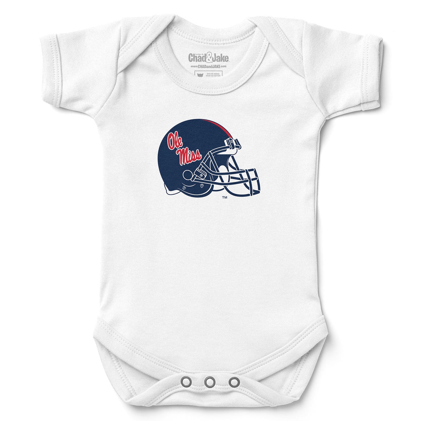 Newborn & Infant Chad & Jake White Ole Miss Rebels Helmet Logo Bodysuit