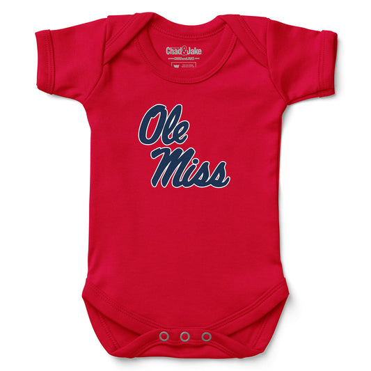 Newborn & Infant Chad & Jake Red Ole Miss Rebels Logo Bodysuit