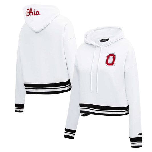 Women's Pro Standard White Ohio State Buckeyes Cropped Pullover Hoodie