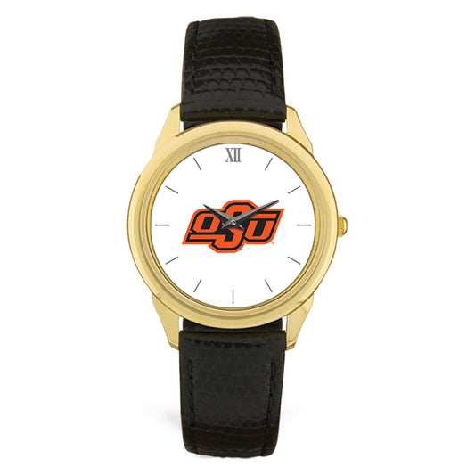 Men's Black Oklahoma State Cowboys Leather Watch