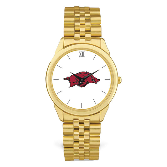 Men's Gold Arkansas Razorbacks Rolled Link Watch