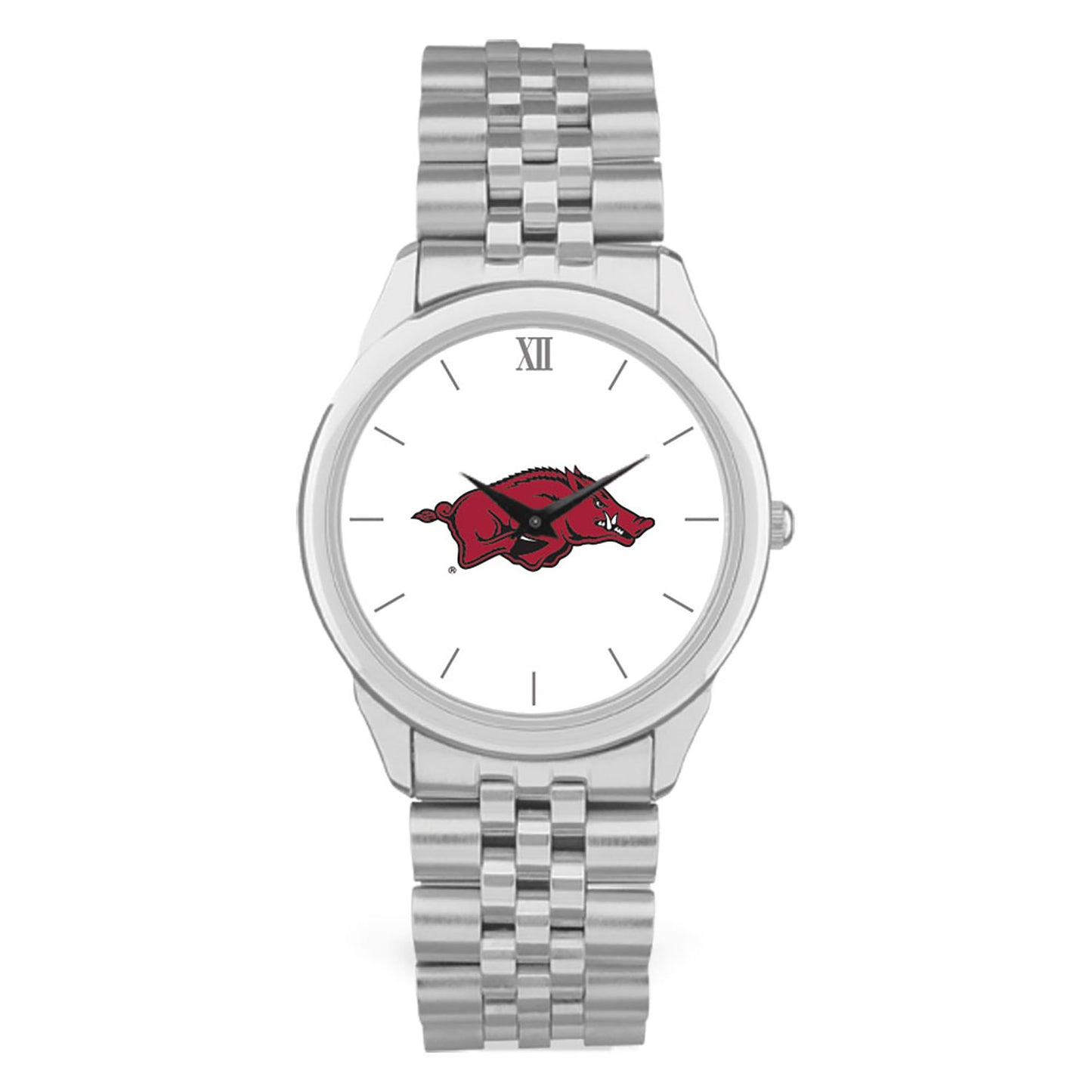 Men's Silver Arkansas Razorbacks Rolled Link Watch