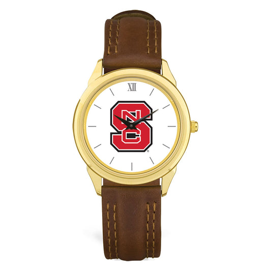 Men's Brown NC State Wolfpack Leather Watch