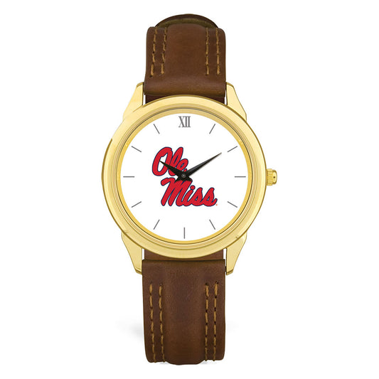 Men's Brown Ole Miss Rebels Leather Watch