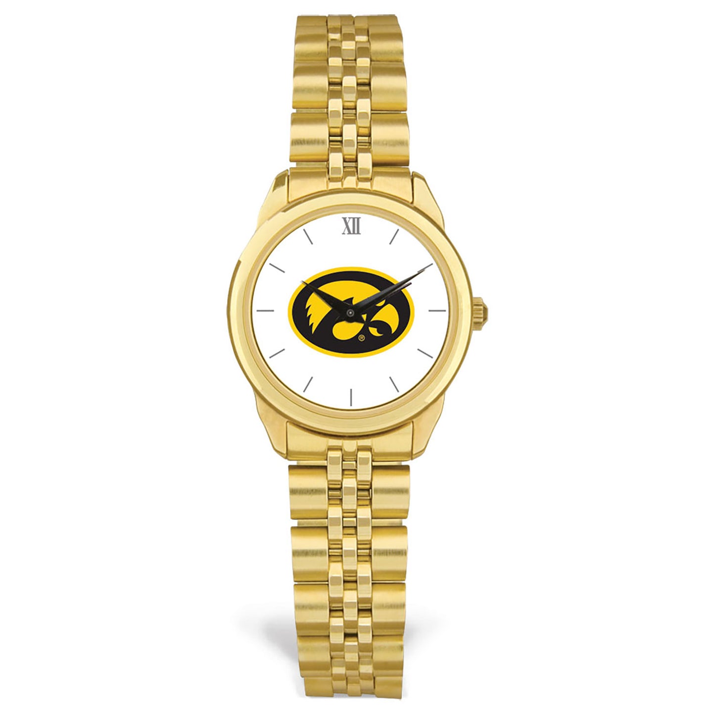 Women's Gold Iowa Hawkeyes Rolled Link Watch