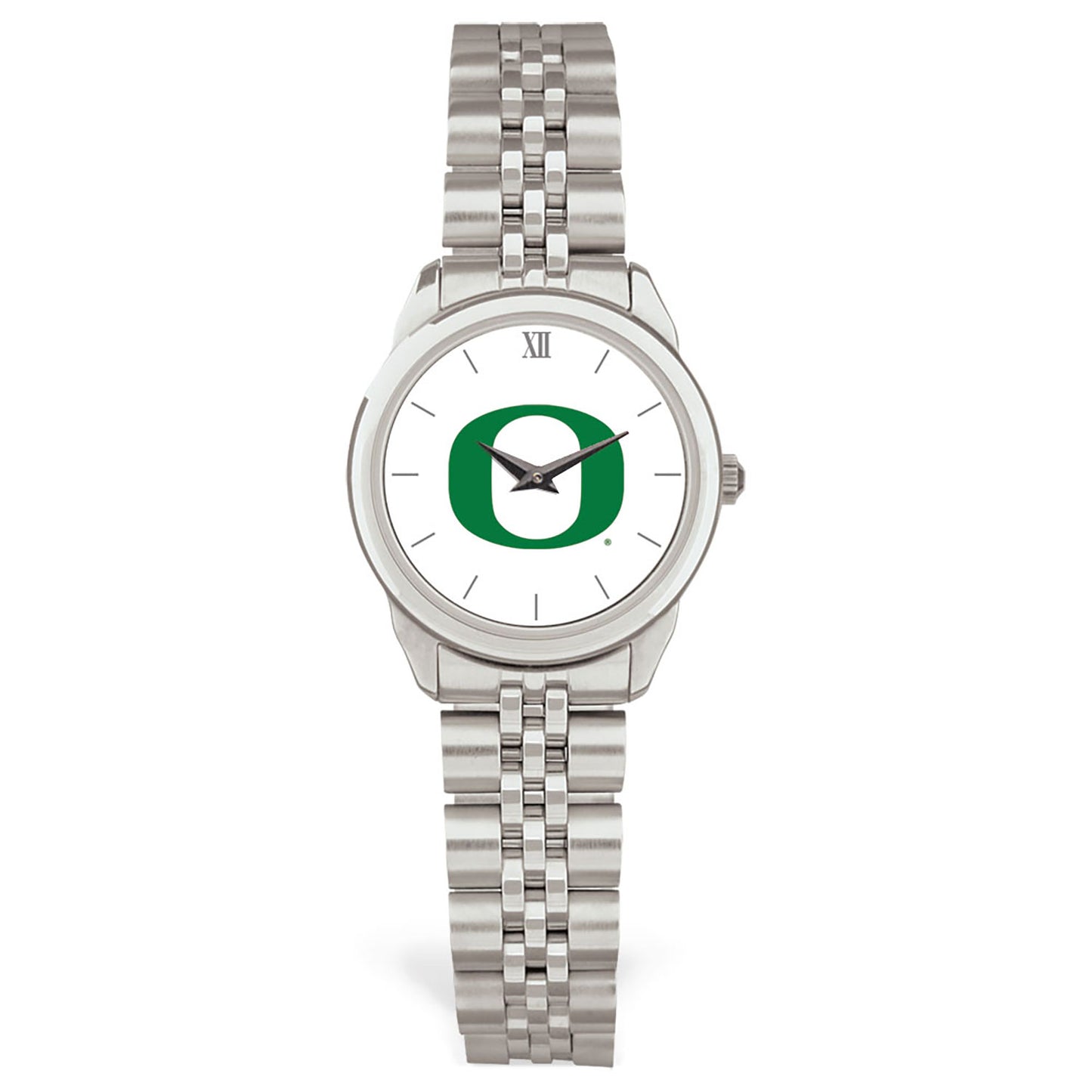 Women's Silver Oregon Ducks Rolled Link Watch