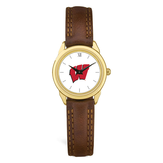 Women's Brown Wisconsin Badgers Leather Watch