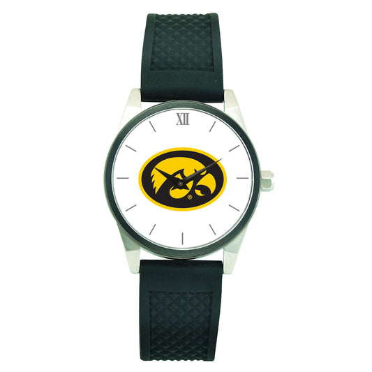 Men's Black Iowa Hawkeyes Silicone Strap Wristwatch