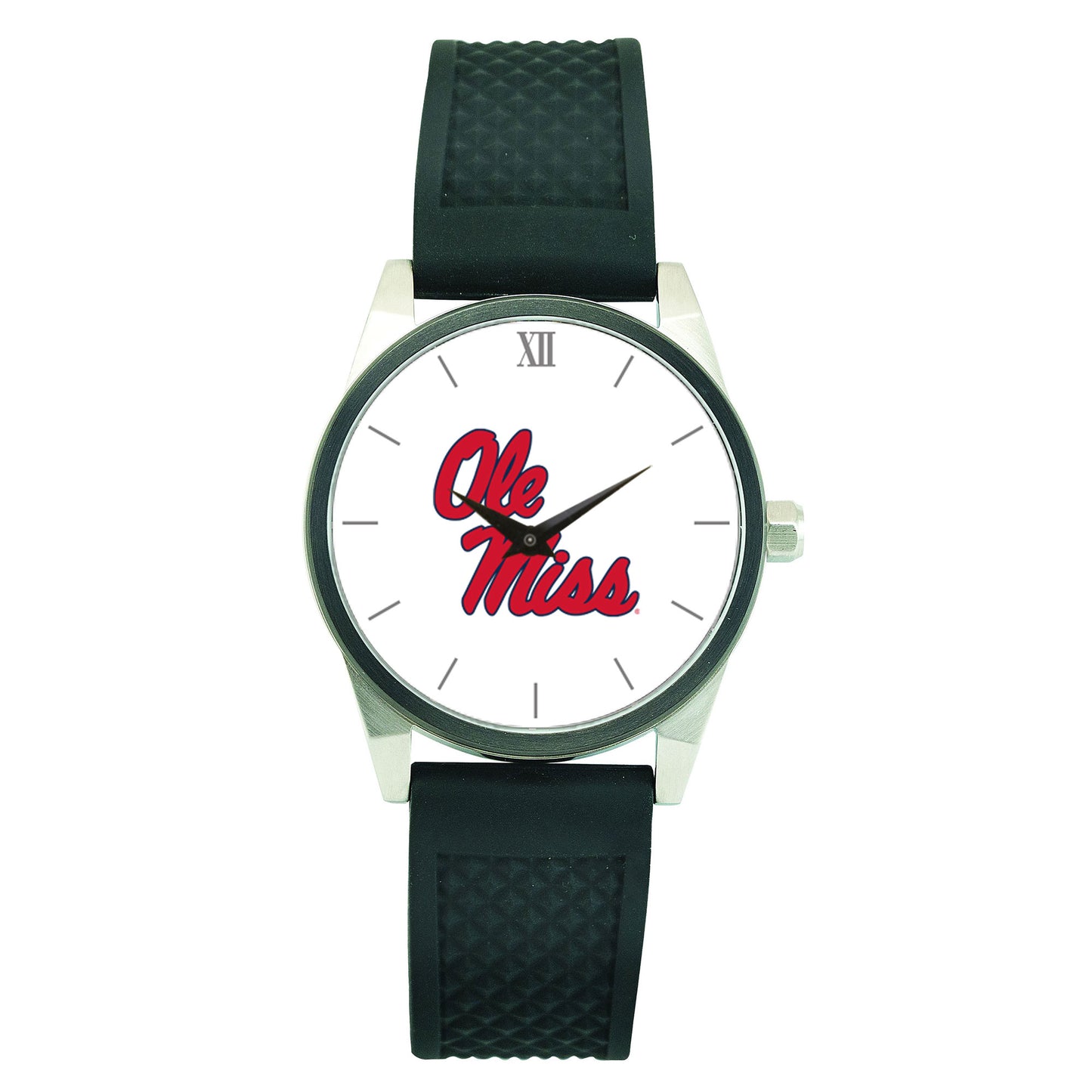 Men's Black Ole Miss Rebels Silicone Strap Wristwatch