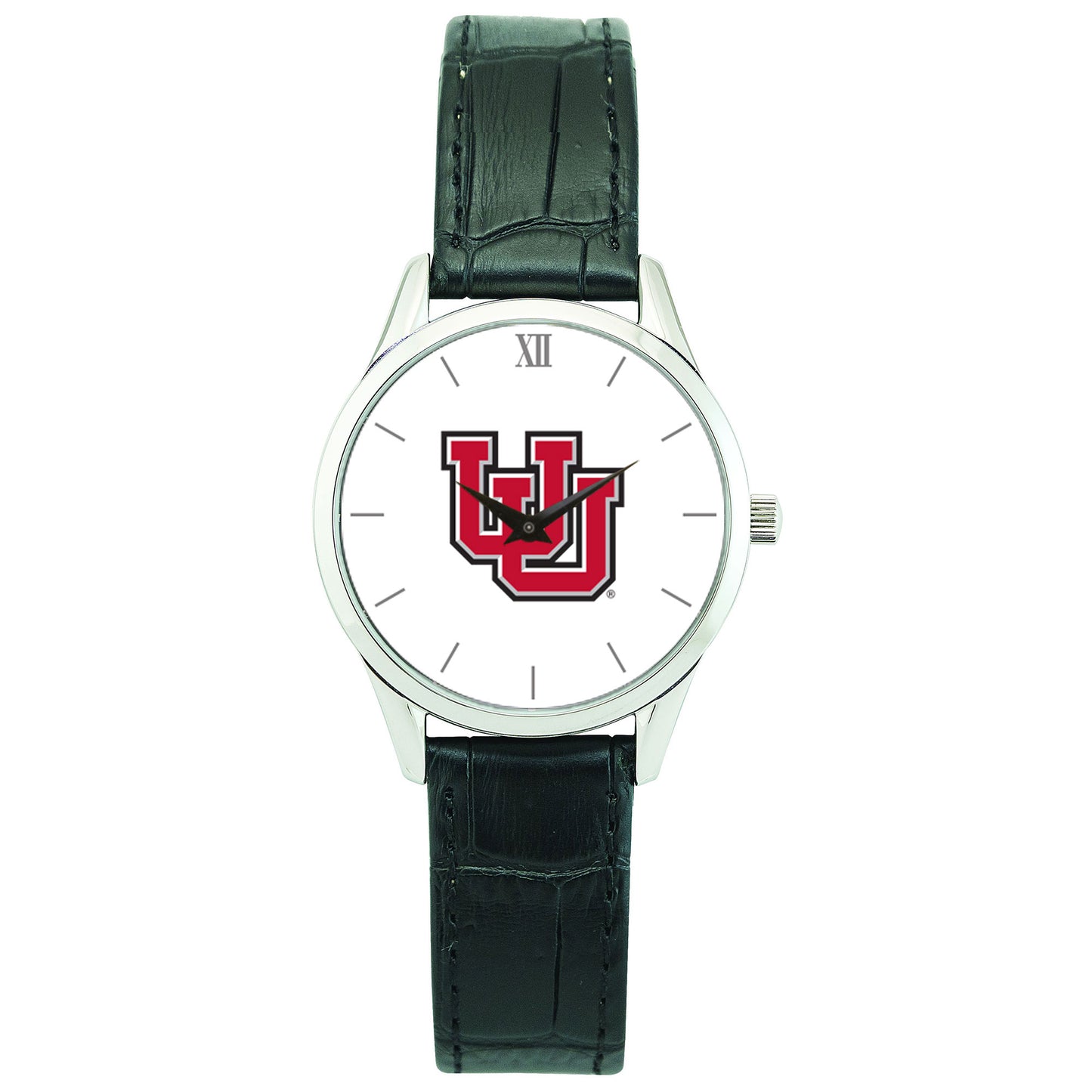 Women's Silver Utah Utes Stainless Steel Watch with Leather Band