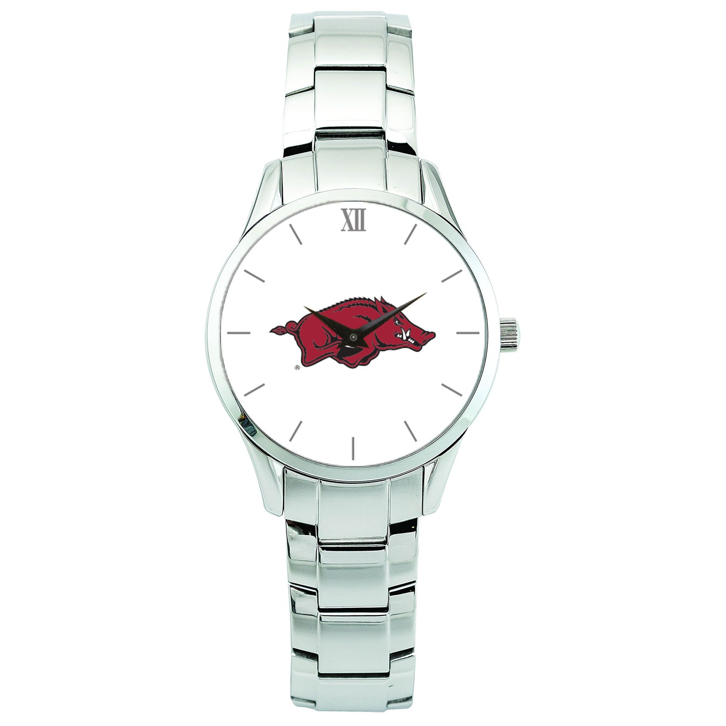 Men's Silver Arkansas Razorbacks Stainless Steel Wristwatch