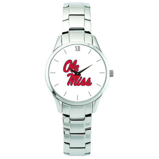 Women's Silver Ole Miss Rebels Stainless Steel Bracelet Wristwatch