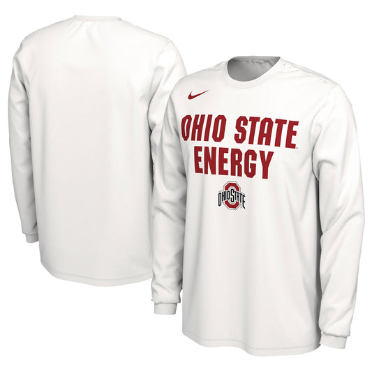 Unisex Nike  White Ohio State Buckeyes 2024 On-Court Bench Energy Long Sleeve T-Shirt