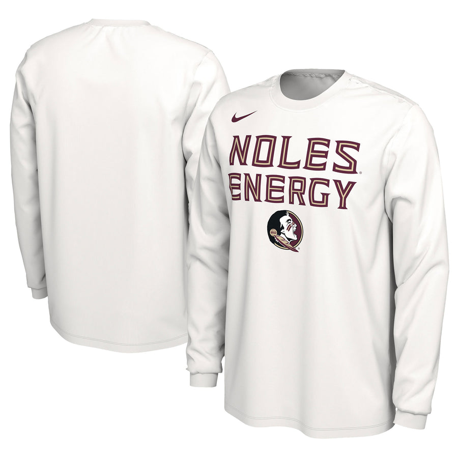 Unisex Nike  White Florida State Seminoles 2024 On-Court Bench Energy Long Sleeve T-Shirt