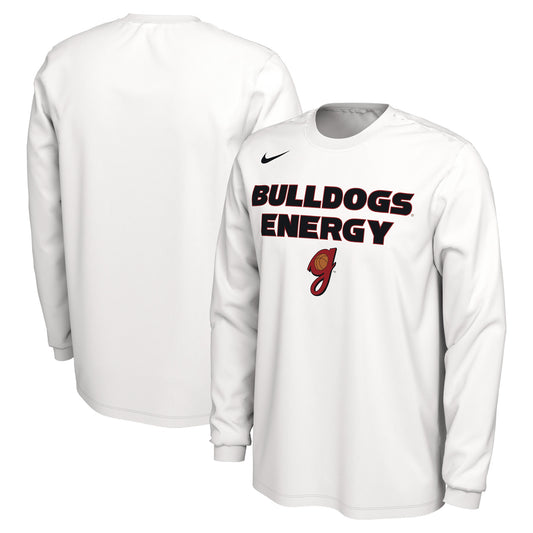 Men's Nike White Georgia Bulldogs Lady Dawgs Basketball Legend On Court Energy Long Sleeve Bench T-Shirt