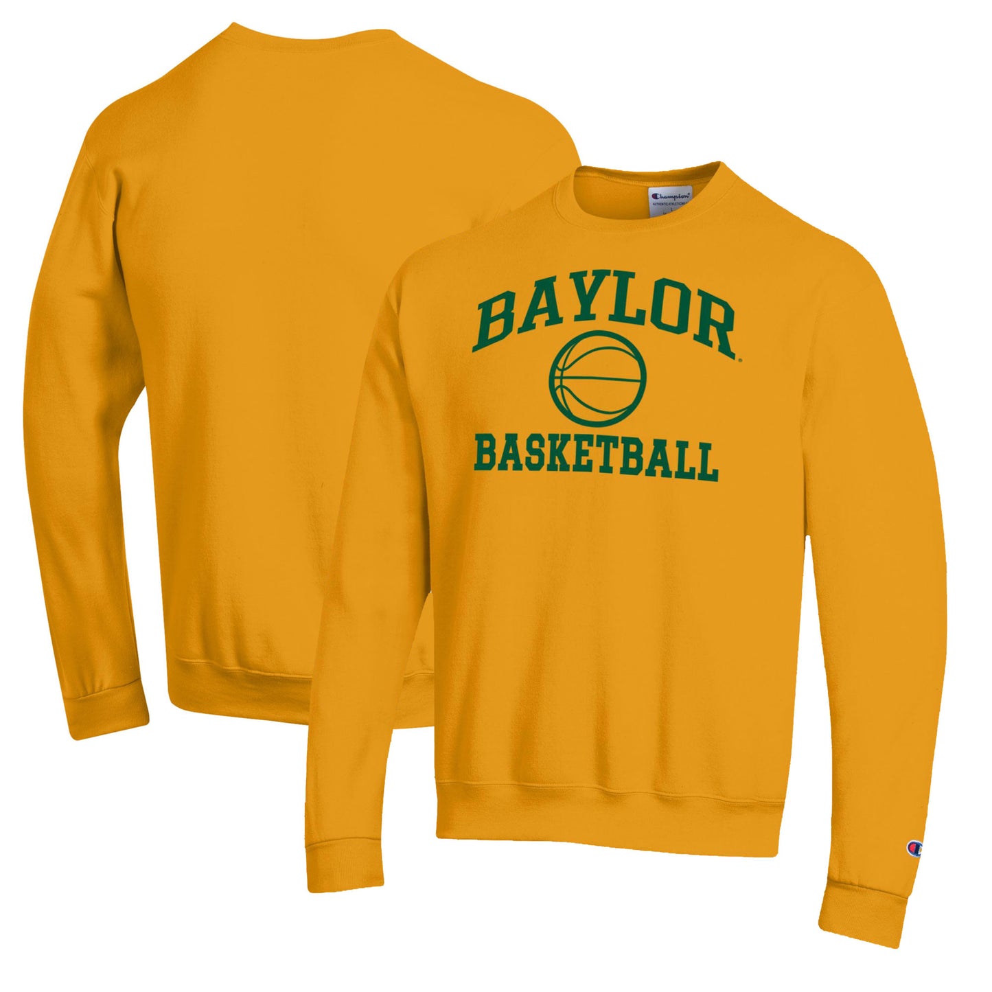 Men's Champion Gold Baylor Bears Basketball Icon Pullover Crewneck Sweatshirt