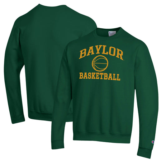 Men's Champion Green Baylor Bears Basketball Icon Pullover Crewneck Sweatshirt