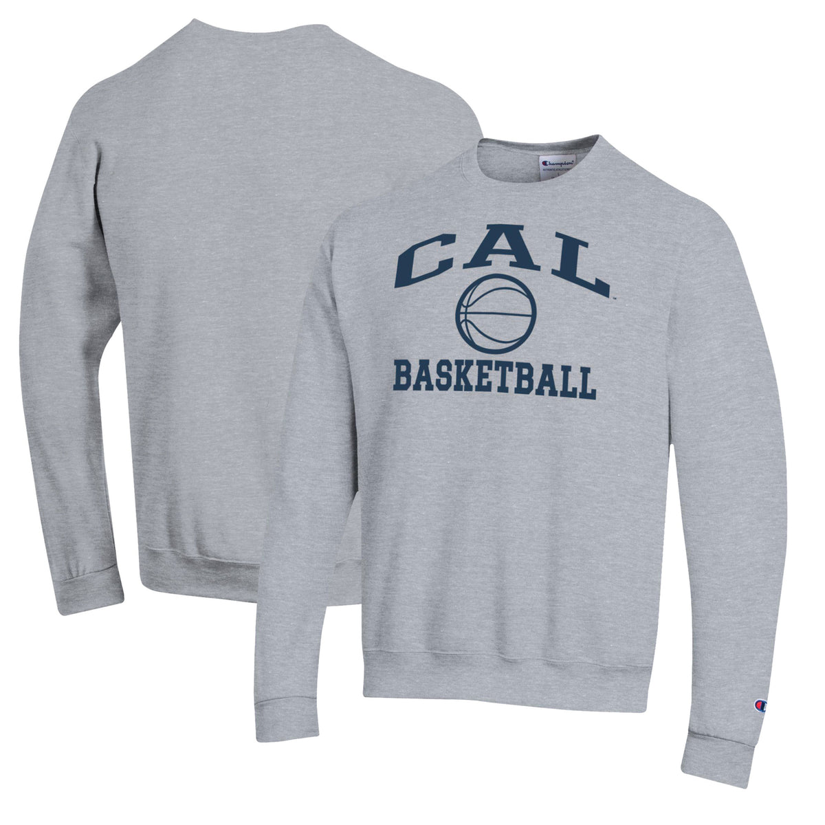 Men's Champion Heather Gray Cal Bears Basketball Icon Pullover Crewneck Sweatshirt