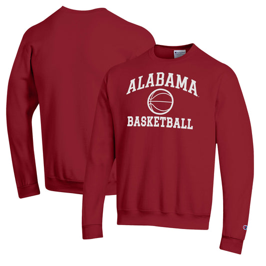 Men's Champion Crimson Alabama Crimson Tide Basketball Icon Pullover Crewneck Sweatshirt