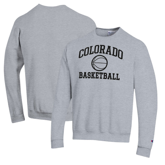 Men's Champion Heather Gray Colorado Buffaloes Basketball Icon Pullover Crewneck Sweatshirt