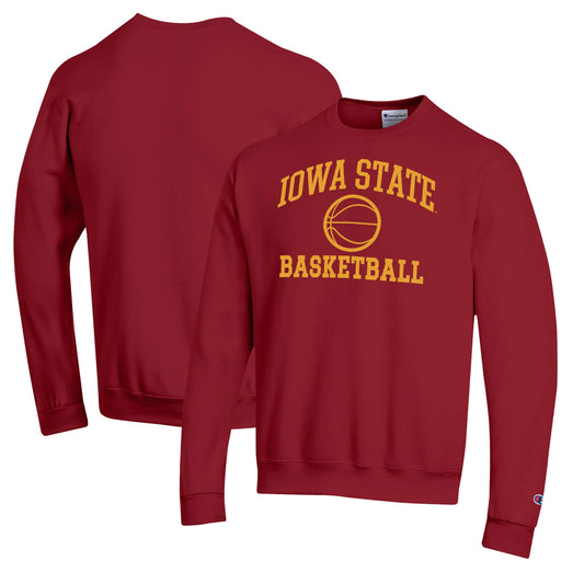 Men's Champion Cardinal Iowa State Cyclones Basketball Icon Pullover Crewneck Sweatshirt