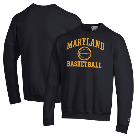 Men's Champion Black Maryland Terrapins Basketball Icon Pullover Crewneck Sweatshirt