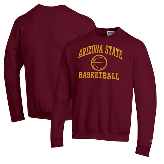 Men's Champion Maroon Arizona State Sun Devils Basketball Icon Pullover Crewneck Sweatshirt