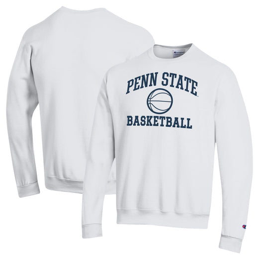 Men's Champion White Penn State Nittany Lions Basketball Icon Pullover Crewneck Sweatshirt