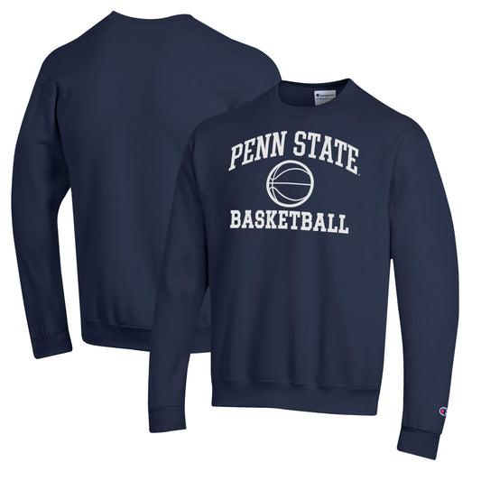 Men's Champion Navy Penn State Nittany Lions Basketball Icon Pullover Crewneck Sweatshirt