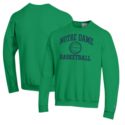 Men's Champion Green Notre Dame Fighting Irish Basketball Icon Pullover Crewneck Sweatshirt