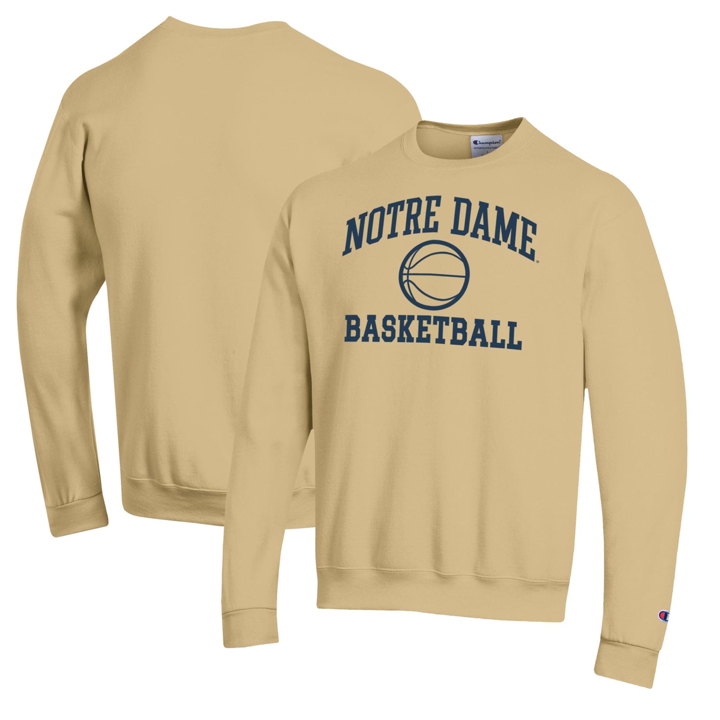 Men's Champion Gold Notre Dame Fighting Irish Basketball Icon Pullover Crewneck Sweatshirt