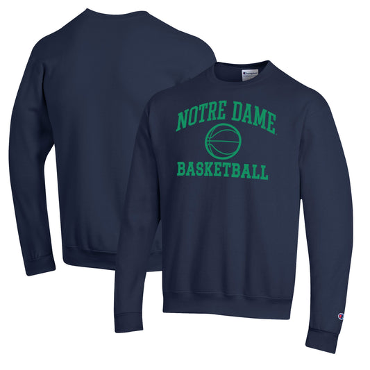 Men's Champion Navy Notre Dame Fighting Irish Basketball Icon Pullover Crewneck Sweatshirt