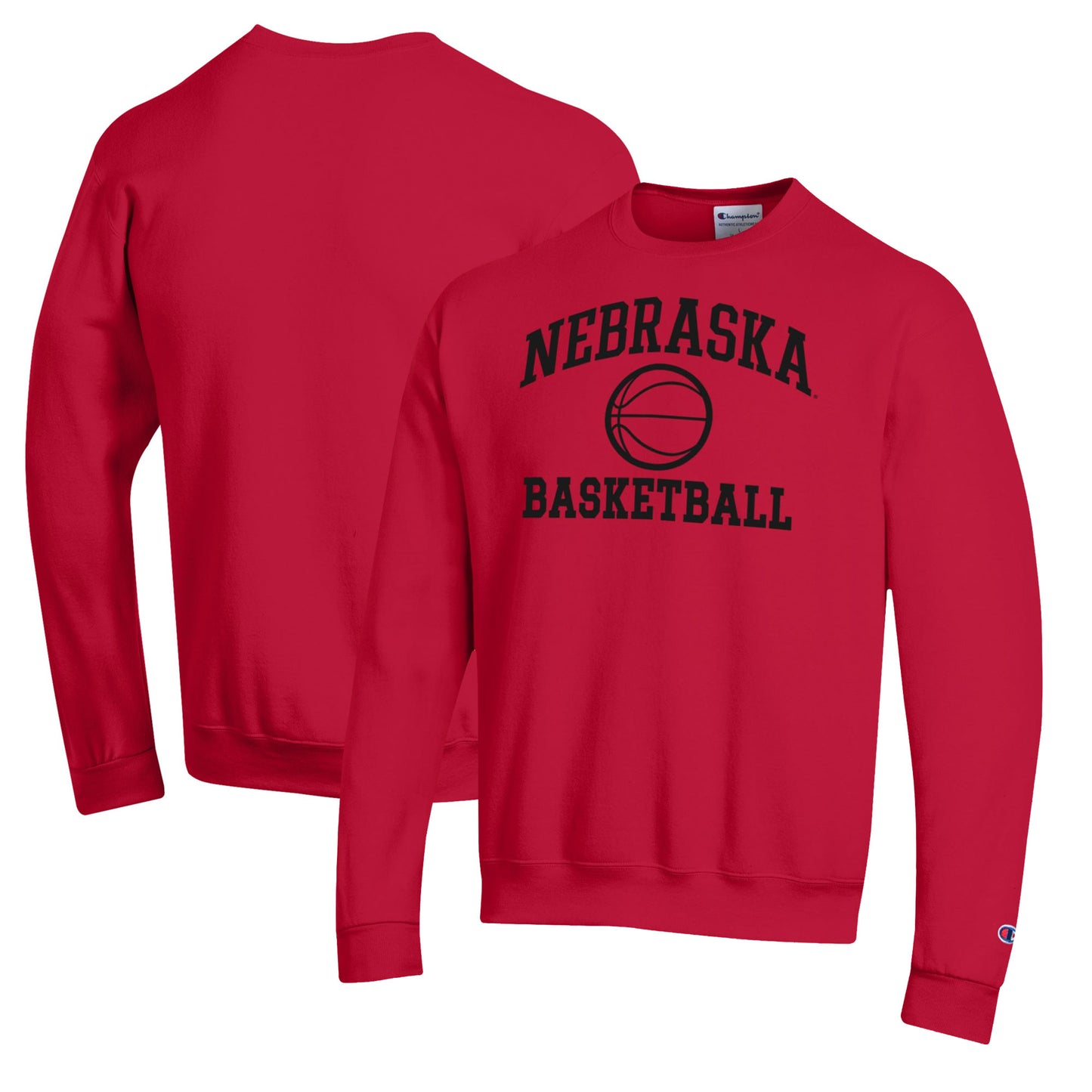 Men's Champion Scarlet Nebraska Huskers Basketball Icon Pullover Crewneck Sweatshirt