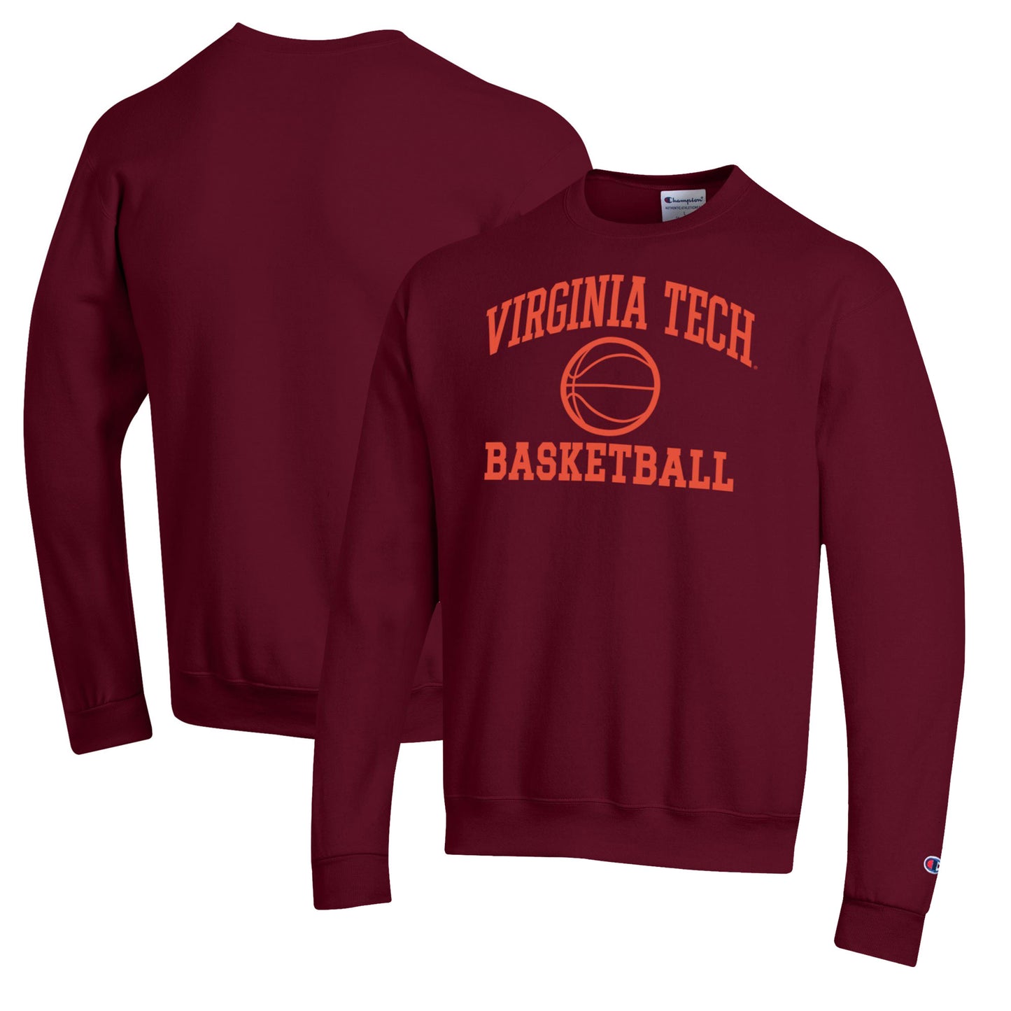 Men's Champion Maroon Virginia Tech Hokies Basketball Icon Pullover Crewneck Sweatshirt