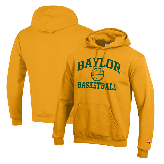 Men's Champion Gold Baylor Bears Basketball Icon Pullover Hoodie