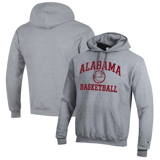 Men's Champion Heather Gray Alabama Crimson Tide Basketball Icon Pullover Hoodie