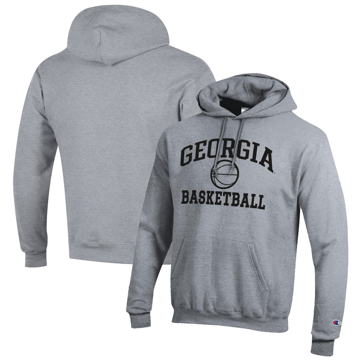 Men's Champion Heather Gray Georgia Bulldogs Basketball Icon Pullover Hoodie