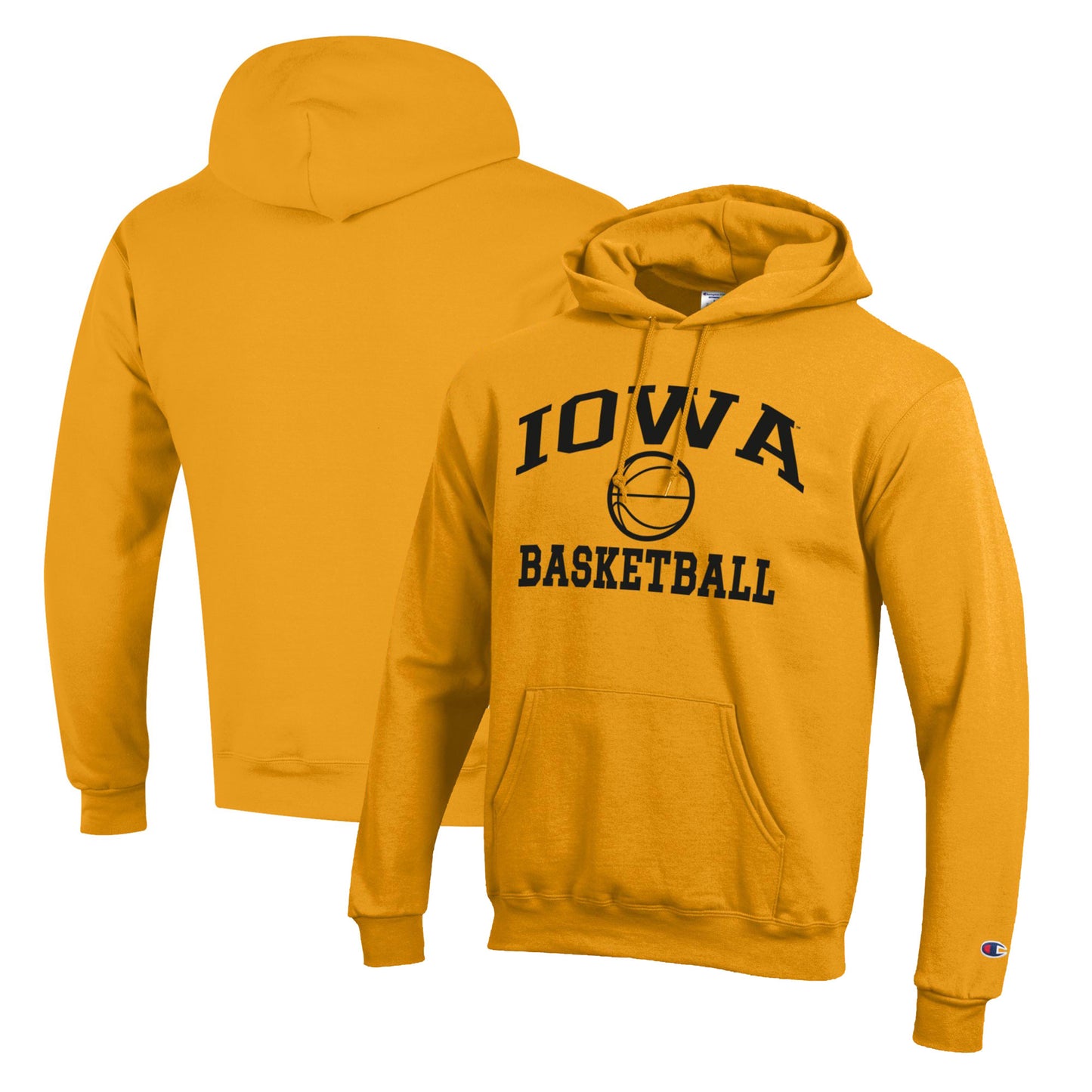 Men's Champion Gold Iowa Hawkeyes Basketball Icon Pullover Hoodie