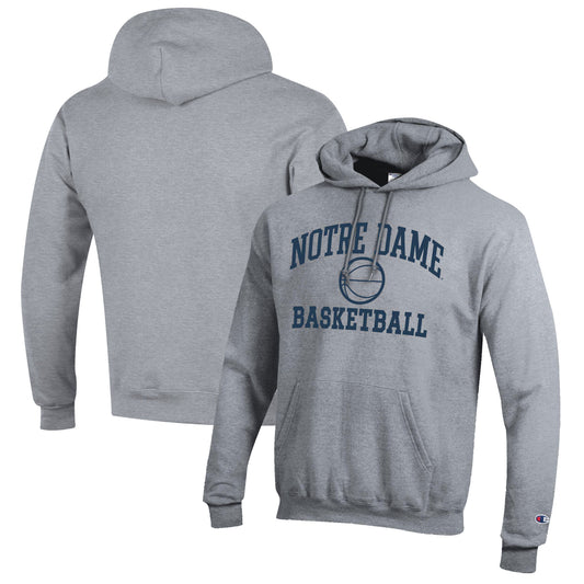 Men's Champion Heather Gray Notre Dame Fighting Irish Basketball Icon Pullover Hoodie